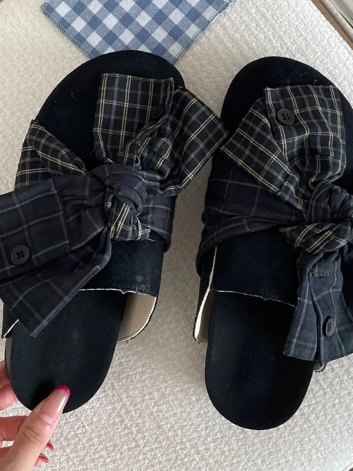 Bow-Knot Plaid Comfort Slip-Ons by Partner Label