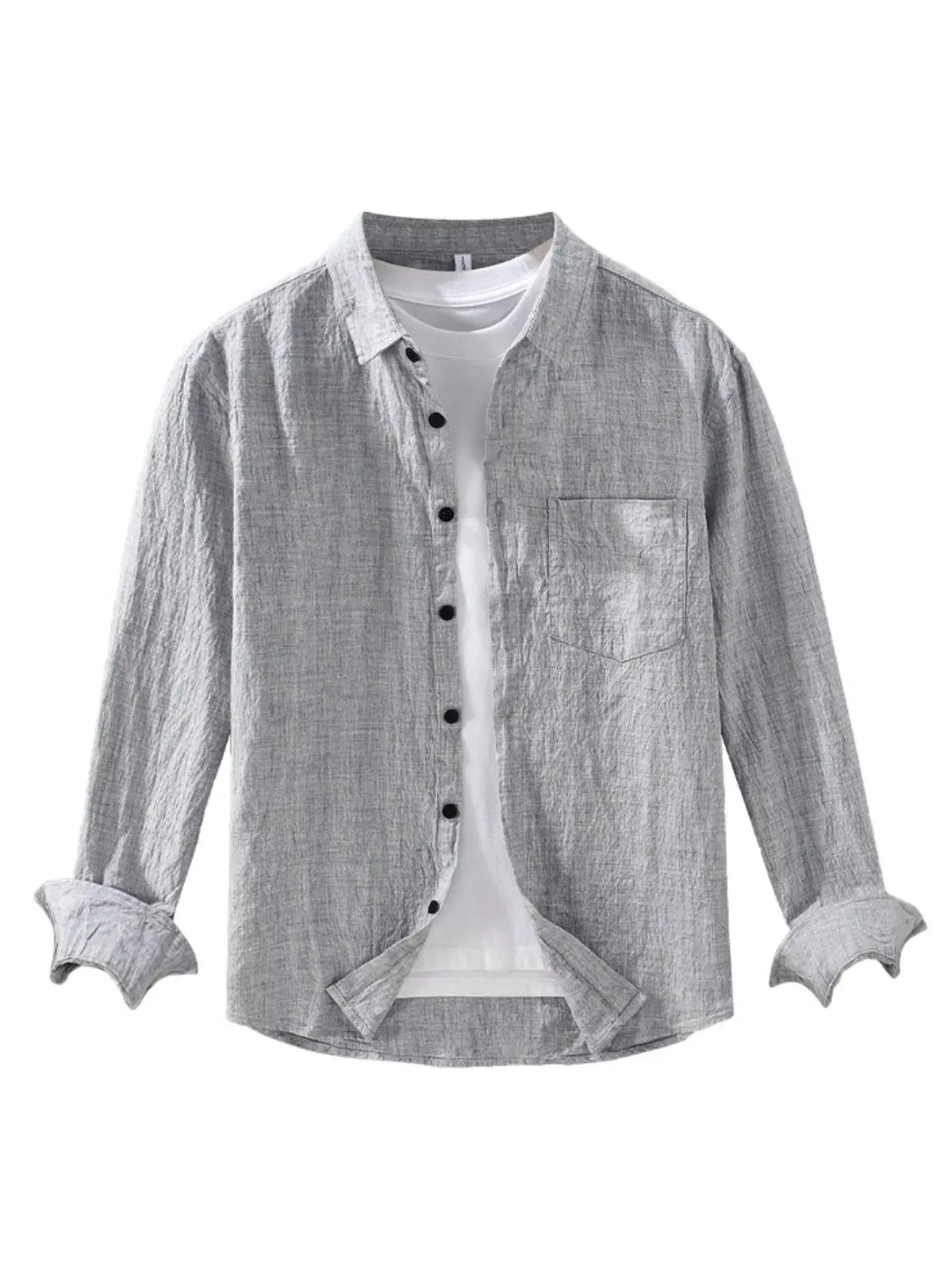 Men's Plus Size Button Up Long Sleeve Shirt by Trendsi