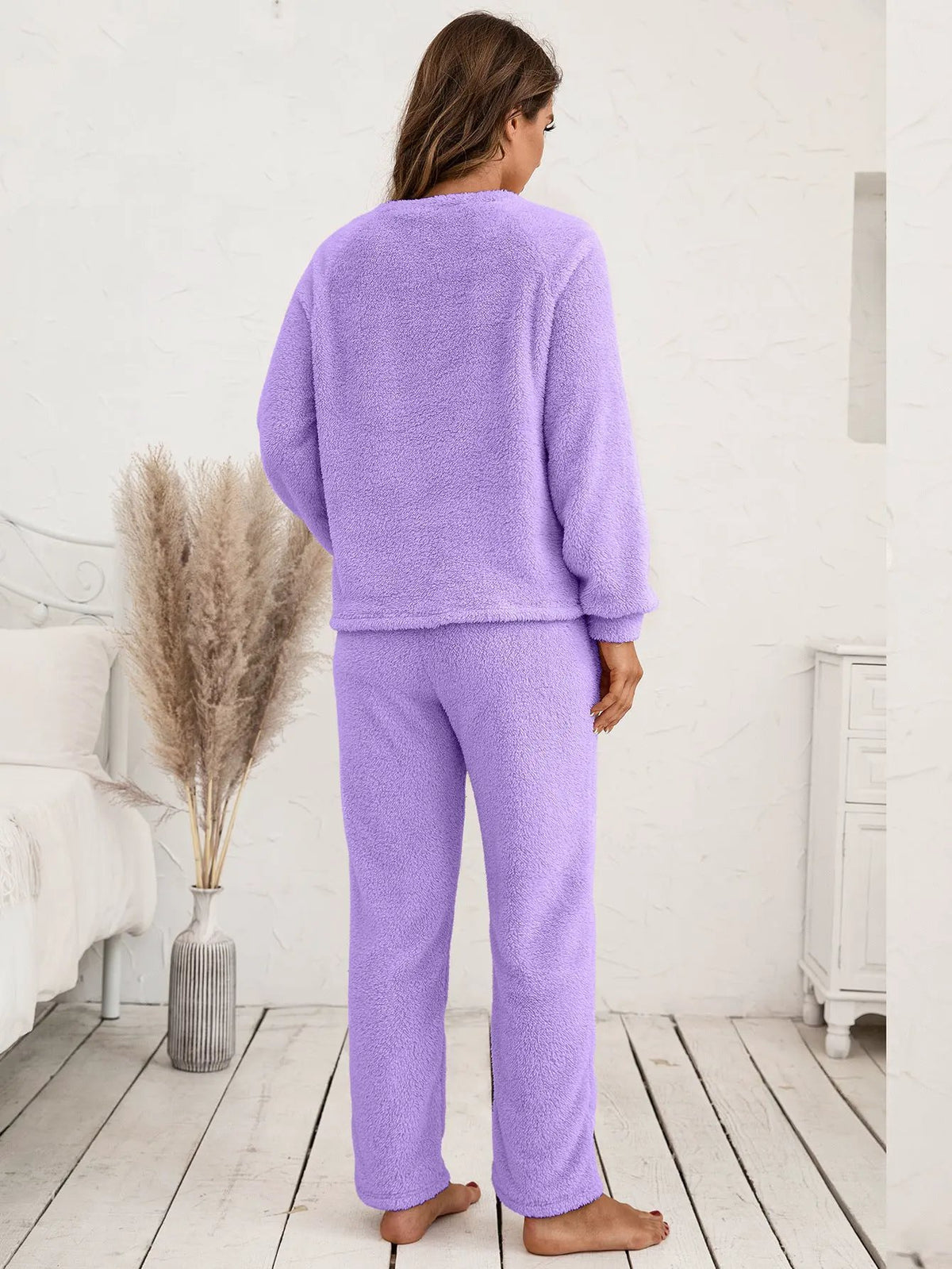 Ivy Lane Teddy Long Sleeve Top and Pants Lounge Set by Ivy Lane