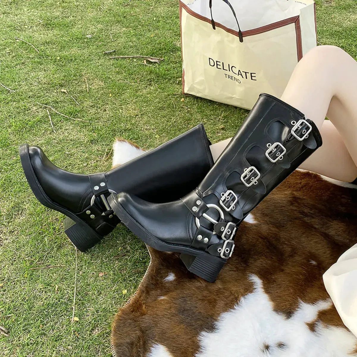 Round Toe Block Heels Boots by Partner Label