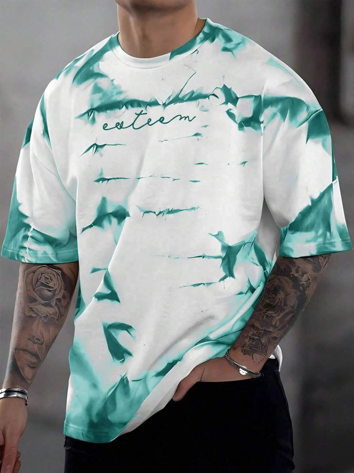 Men's Full Size Tie-Dye Round Neck T-Shirt Plus Size by Partner Label
