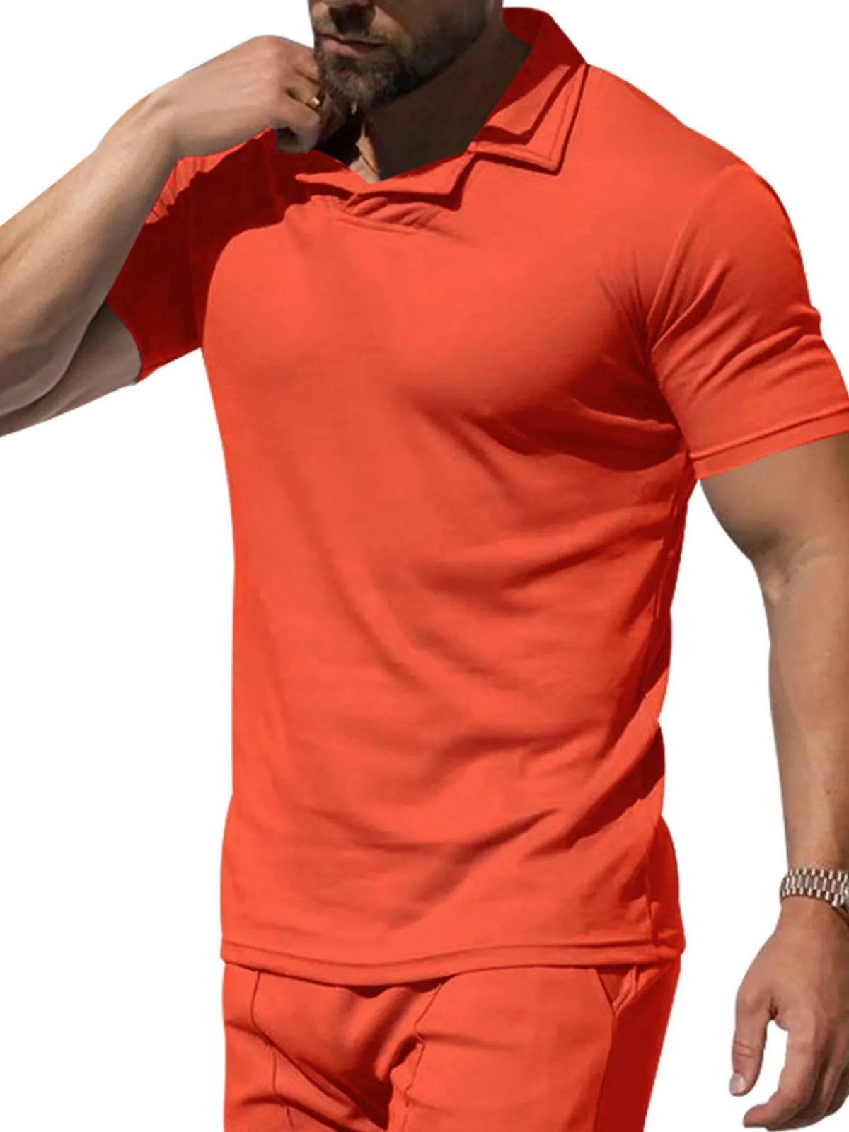 Men's Full Size Casual Short Sleeve Polo Plus Size by Trendsi