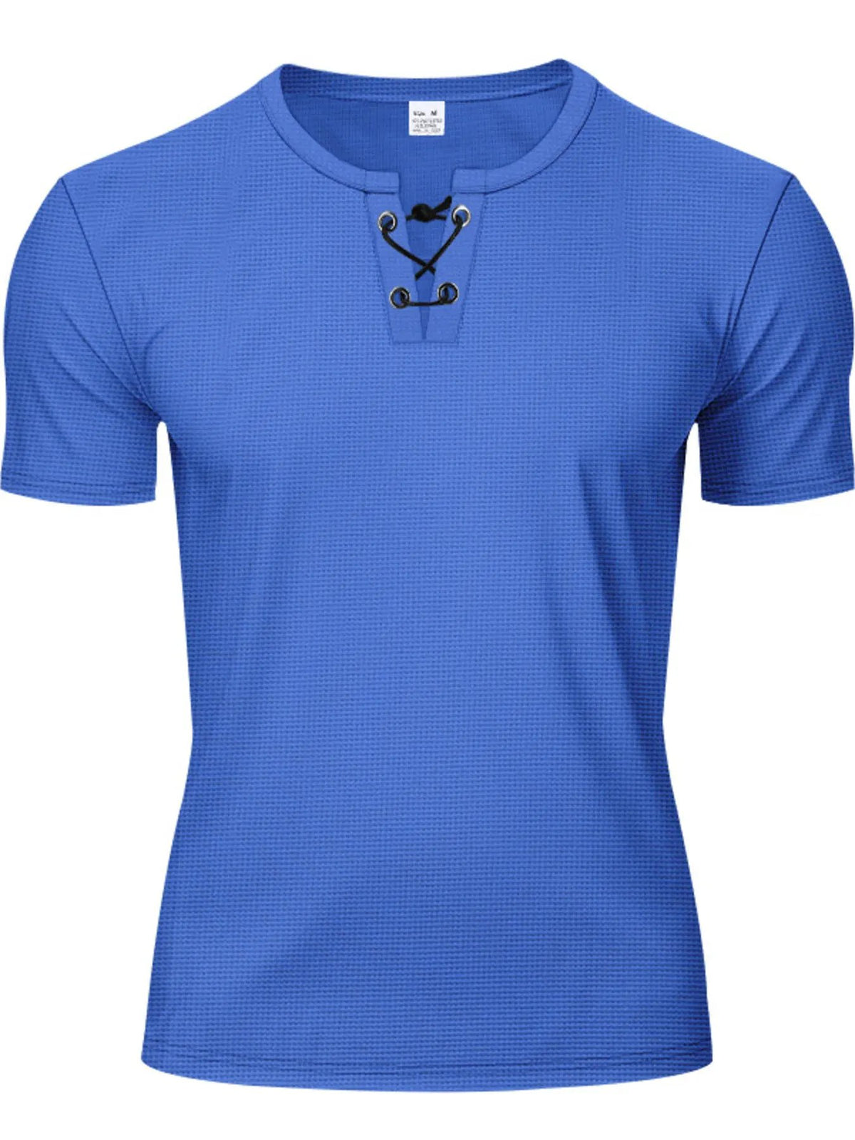 Men's Full Size Lace-Up Neck T-Shirt Plus Size by Trendsi