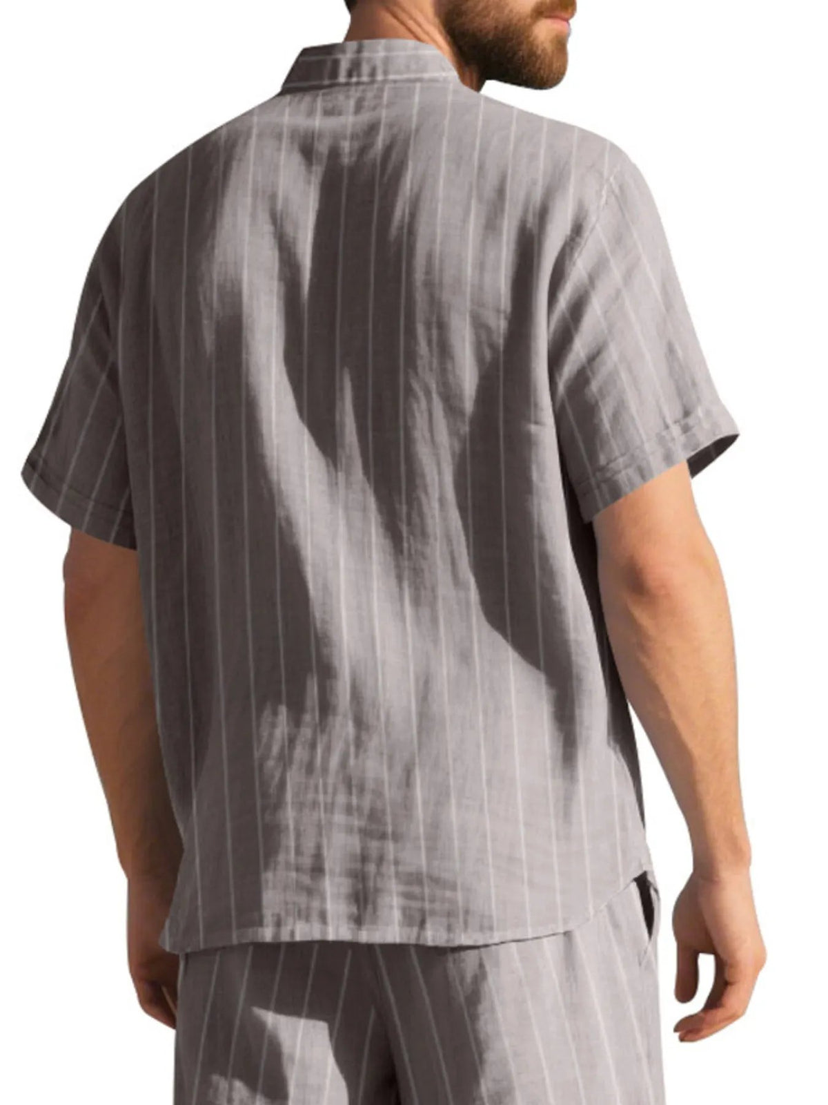 Men's Full Size Casual Striped Short Sleeve Shirt Plus Size by Trendsi