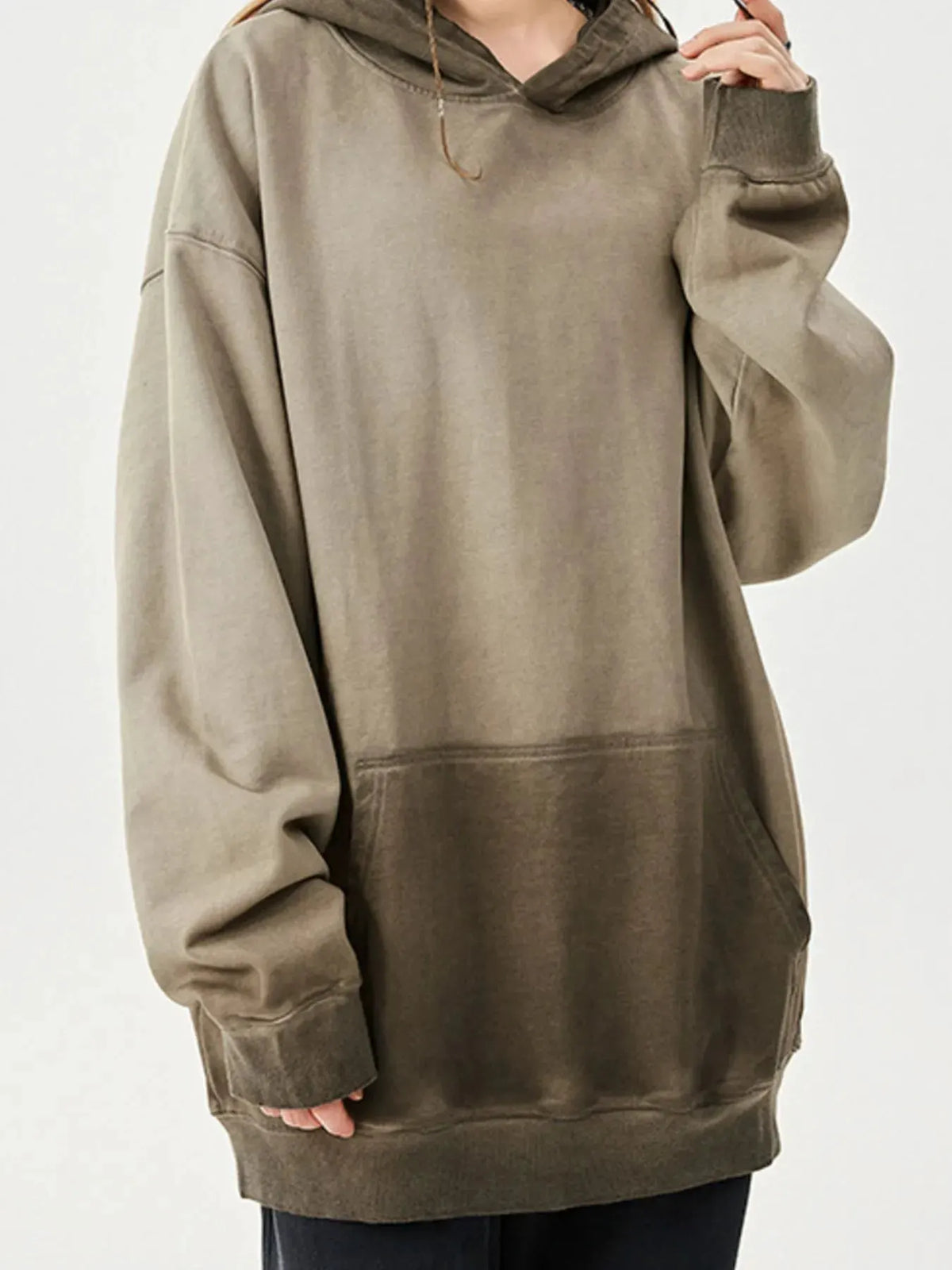 Men's Drop Shoulder Long Sleeve Hoodie by Trendsi