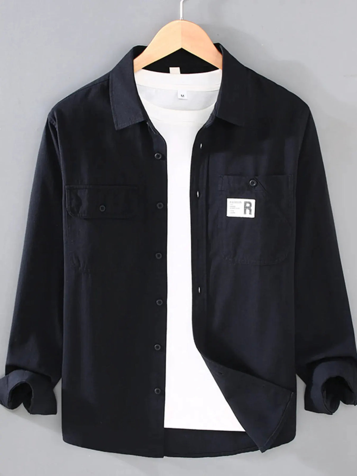 Men's Plus Size Casual Long-Sleeve Shirt by Trendsi