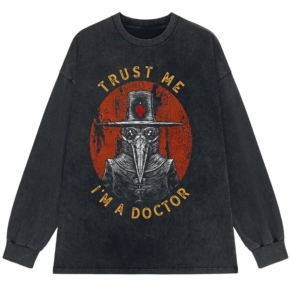 Funny Plague Doctor Graphic T-Shirt Men Cotton Streetwear Tee by Vimost Shop