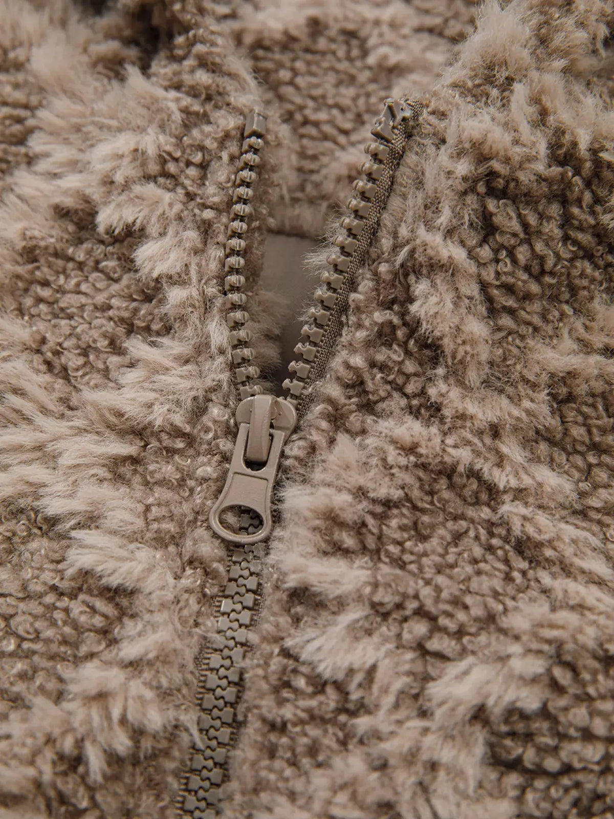 Sherpa Rhombus Zip Up Side Pocket Hooded Jacket by Partner Label