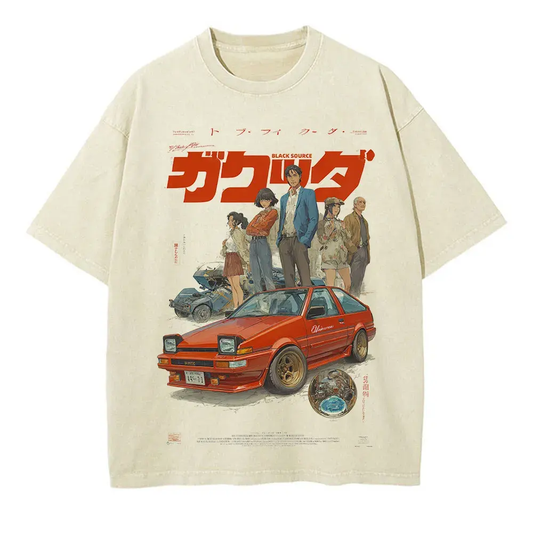 Japanese Kanji Dog Cat Graphic T Shirt Men Harajuku Streetwear Vintage Cotton Tee White by Vimost Shop