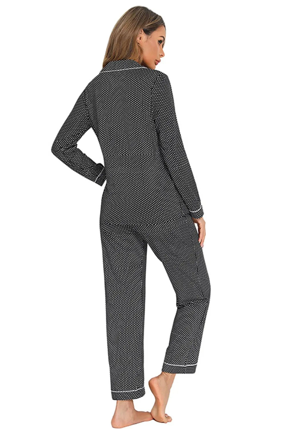 Collared Neck Loungewear Set with Pocket by Partner Label