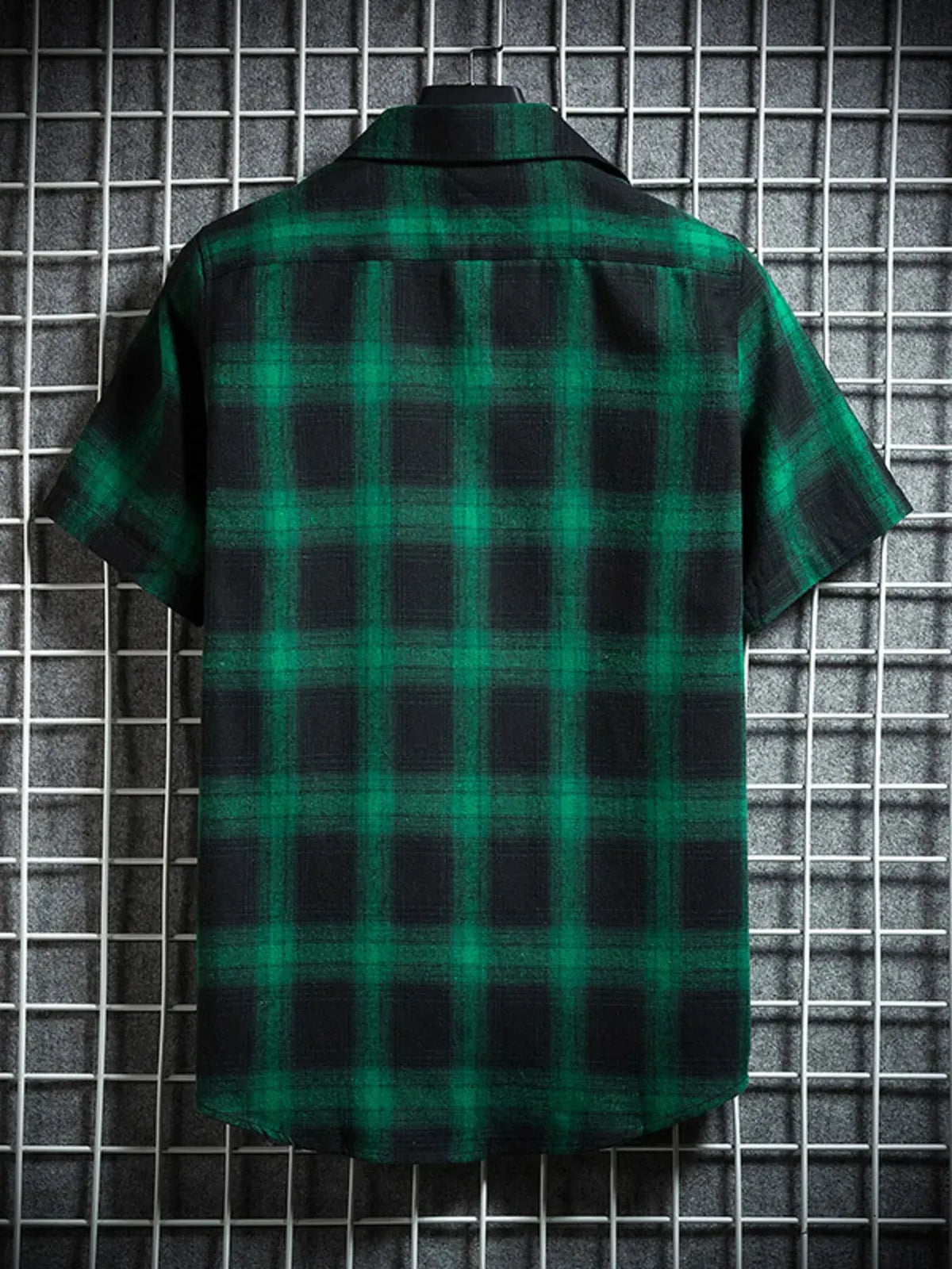 Men's Plus Size Plaid Button Up Short-Sleeve Shirt by Trendsi