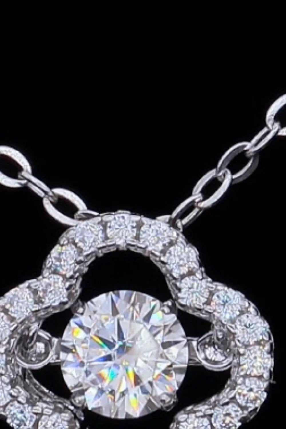 925 Sterling Silver Moissanite Flower Pendant Necklace by Partnel Label