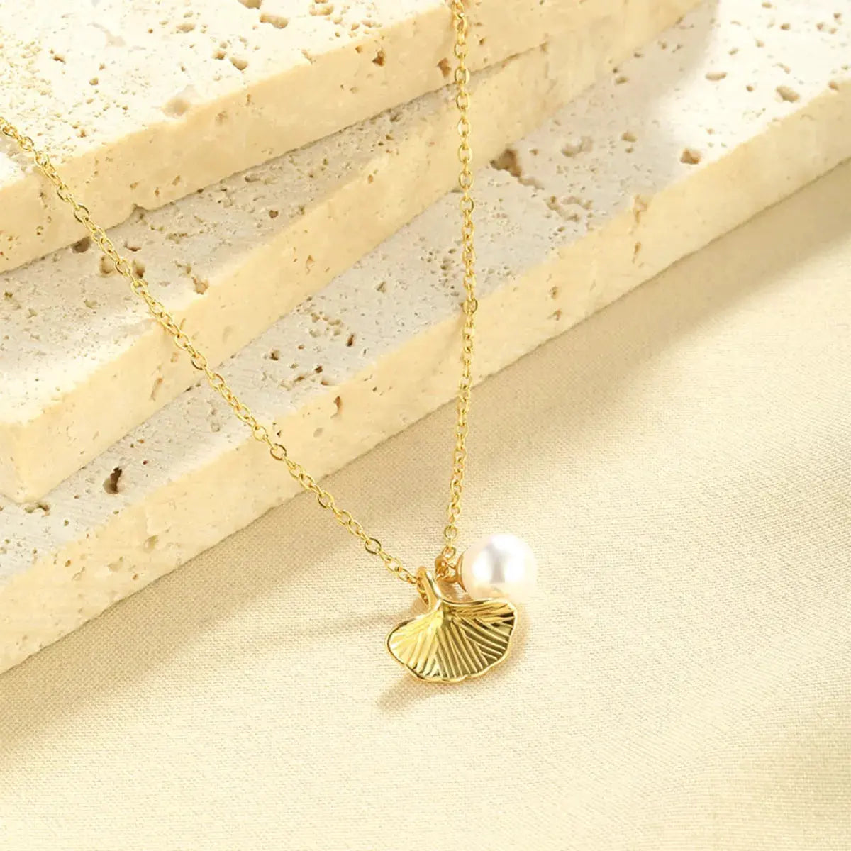 Pearl & Shell Pendant Necklace by Partner Labels