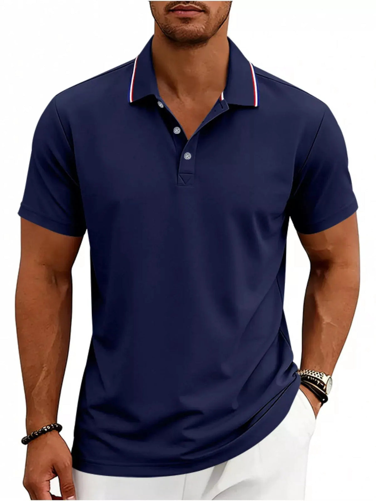 Men's Full Size Casual Button Detail Polo Plus Size by Trendsi