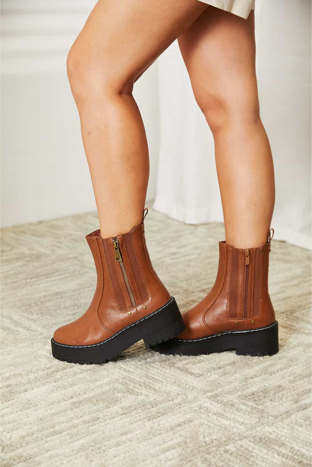 Forever Link Side Zip Platform Boots by Forever Link