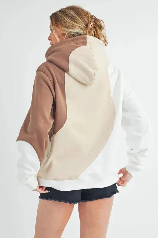 Aemi + Co Color Block Hoodie with Kangaroo Pocket by Partner Label