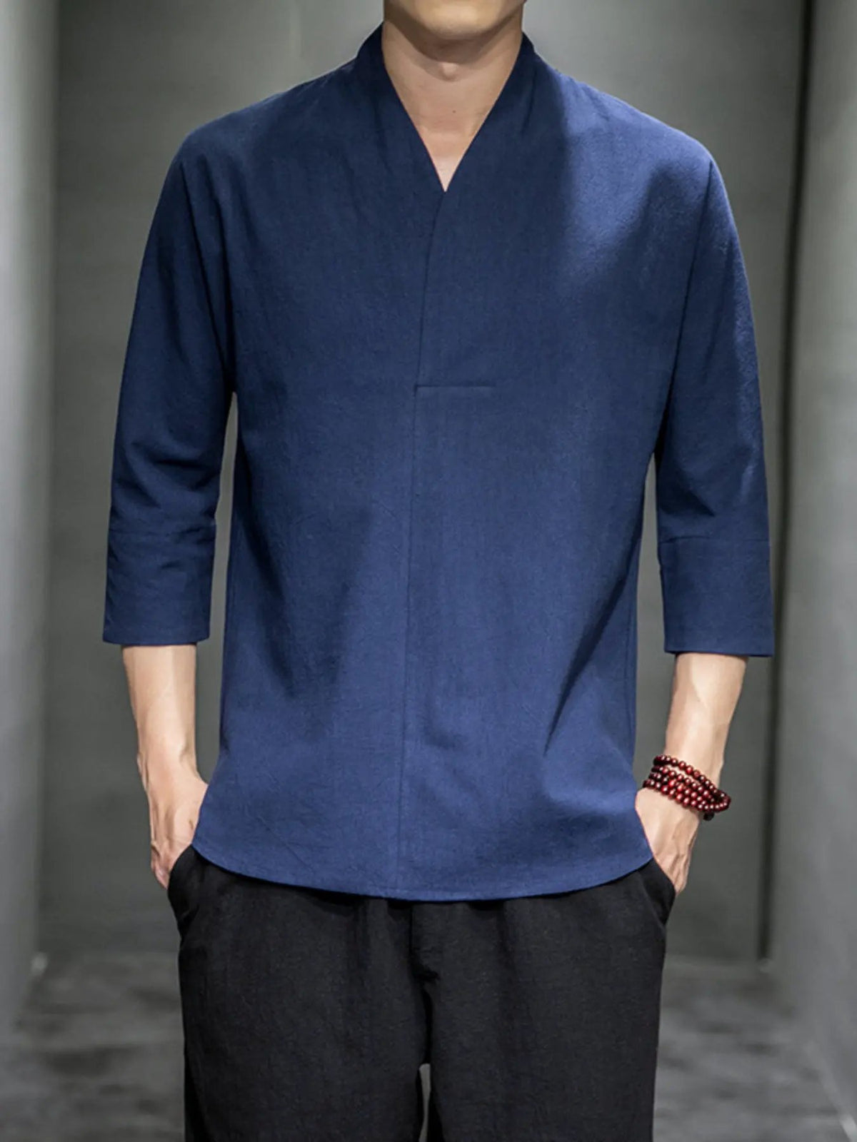 Men's Plus Size Loose Fit 3/4 Sleeve Shirt by Trendsi