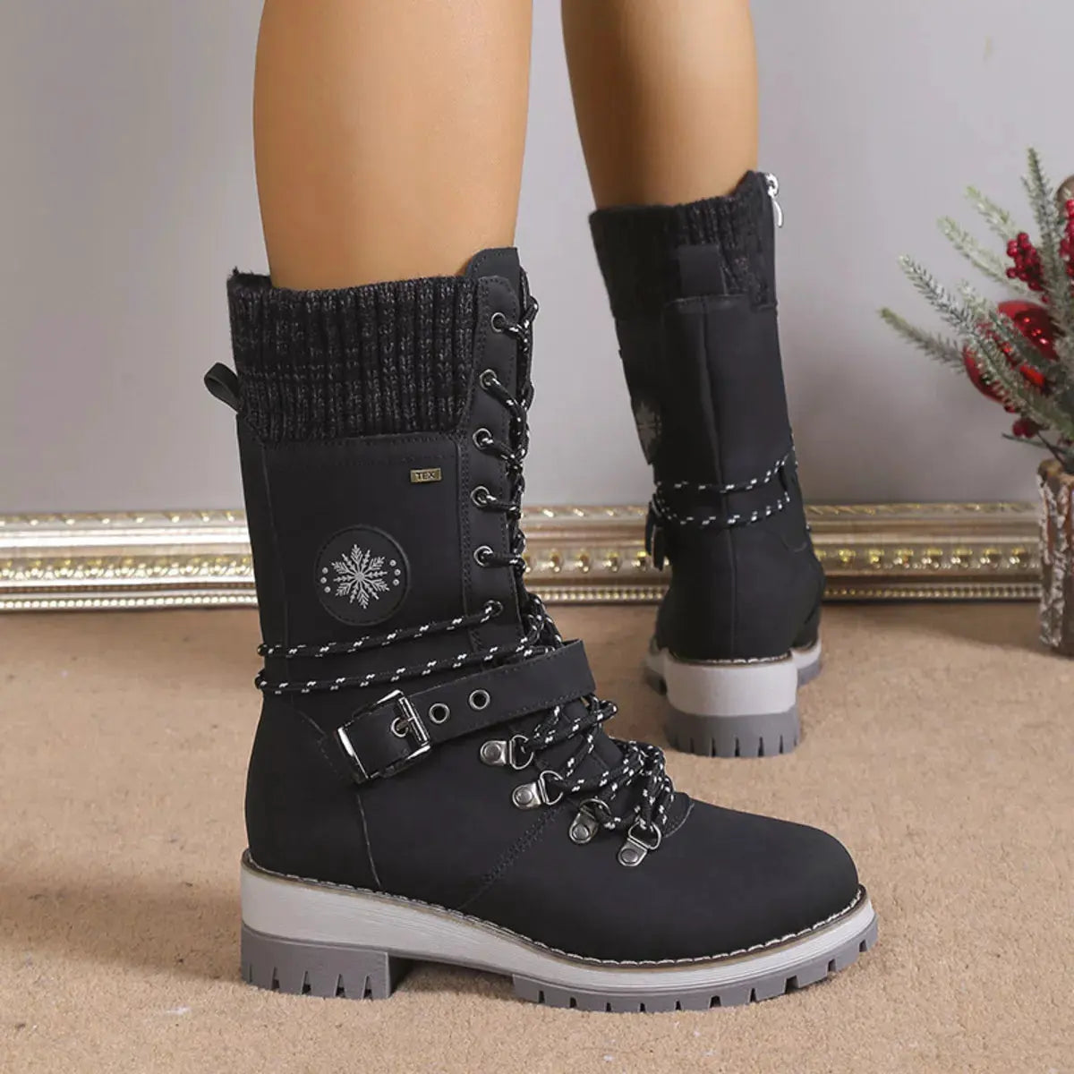 Lace Up Block Heel Boots by Partner Label