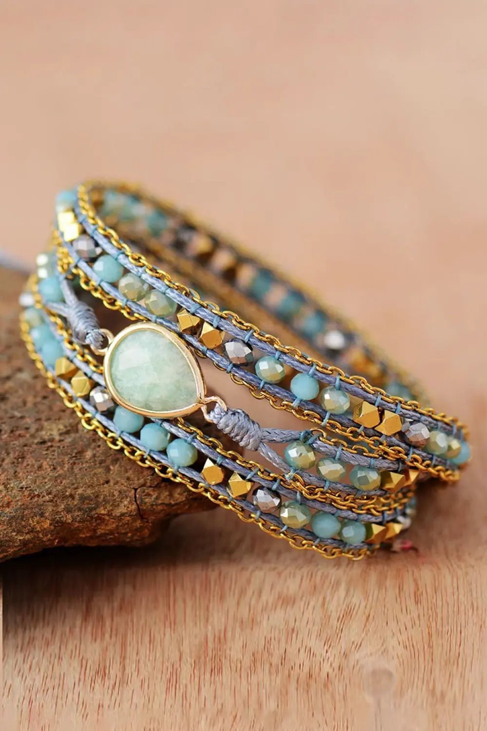 Handmade Teardrop Shape Triple Layer Beaded Bracelet by Partner Label