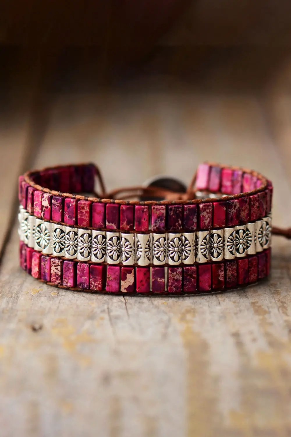 Handmade Triple Layer Natural Stone Bracelet by Partner Label