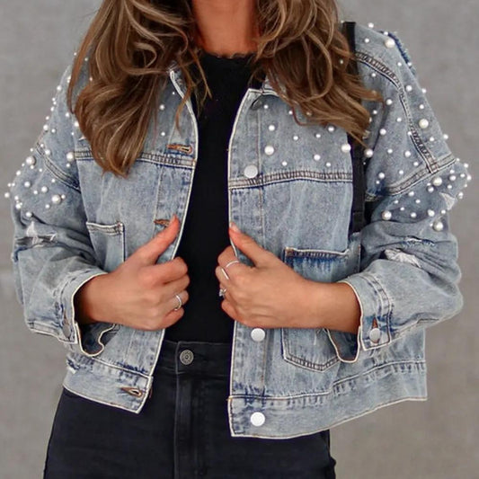 Bead Detail Denim Jacket by Partner Label