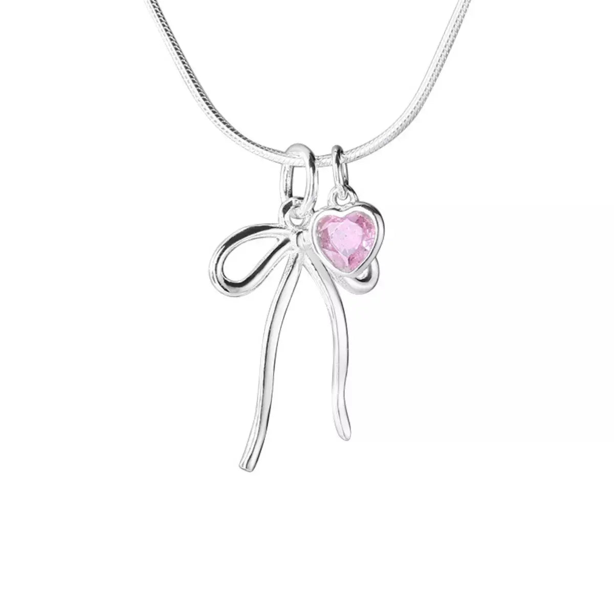 Bow & Heart Pendant Necklace by Partner Labels