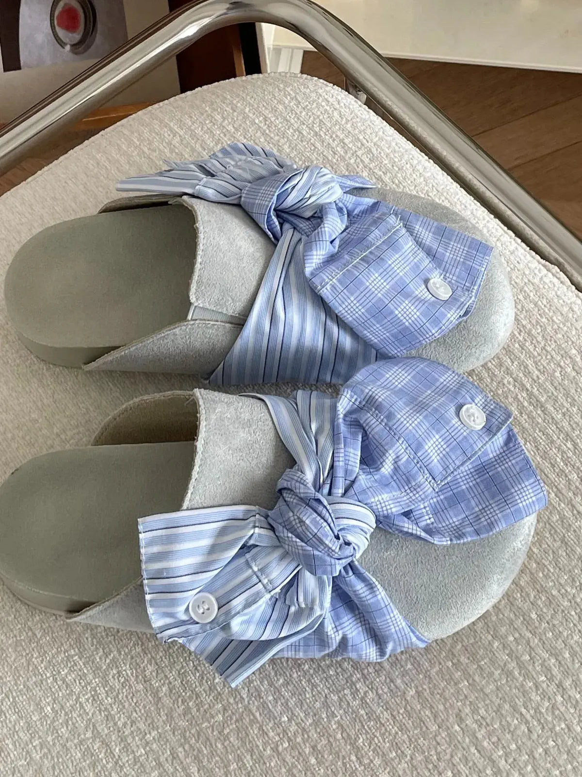 Bow-Knot Plaid Comfort Slip-Ons by Partner Label