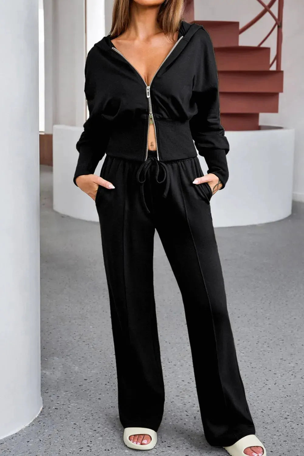 Zip-Up Hoodie and Pants Active Set by Partner Label