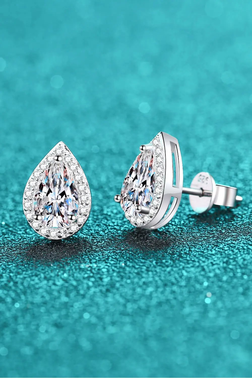 Moissanite Teardrop Stud Earrings by Partner Label