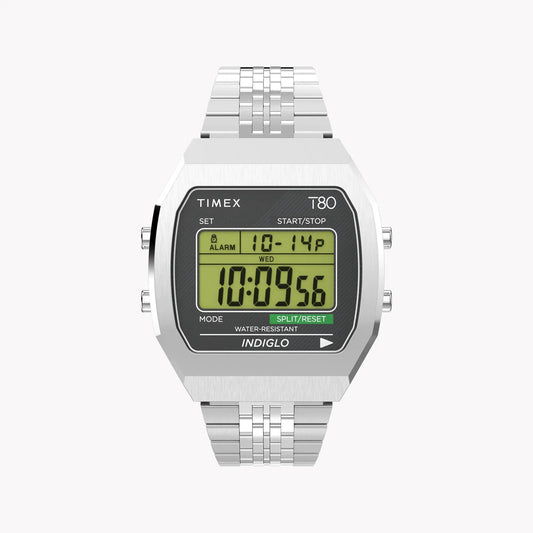 Timex Unisex Stainless Steel Black Lens Watch, Silver | T80 by TIMEX