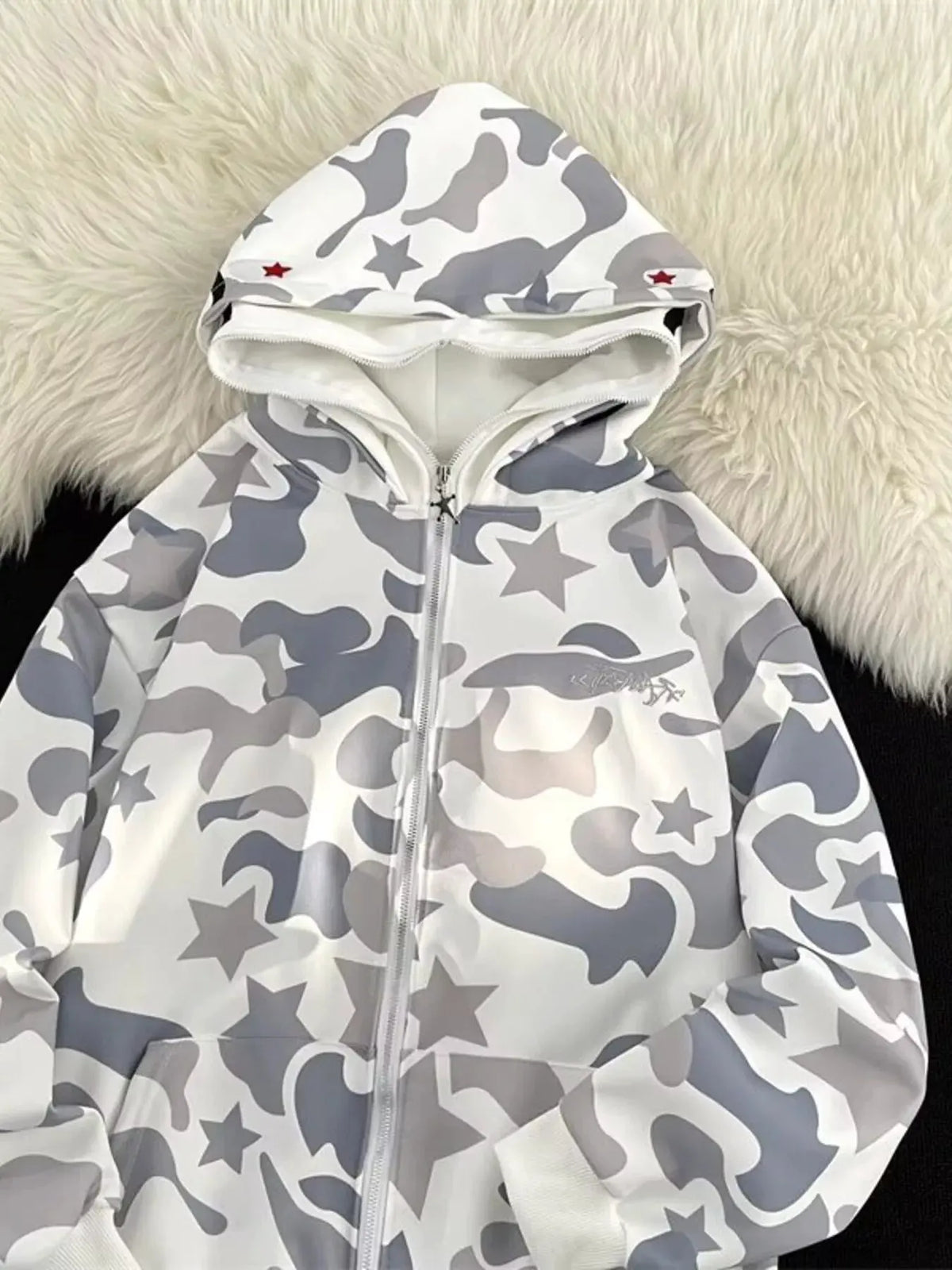 Men's Camo Print Zip-Up Hoodie by Partner Label