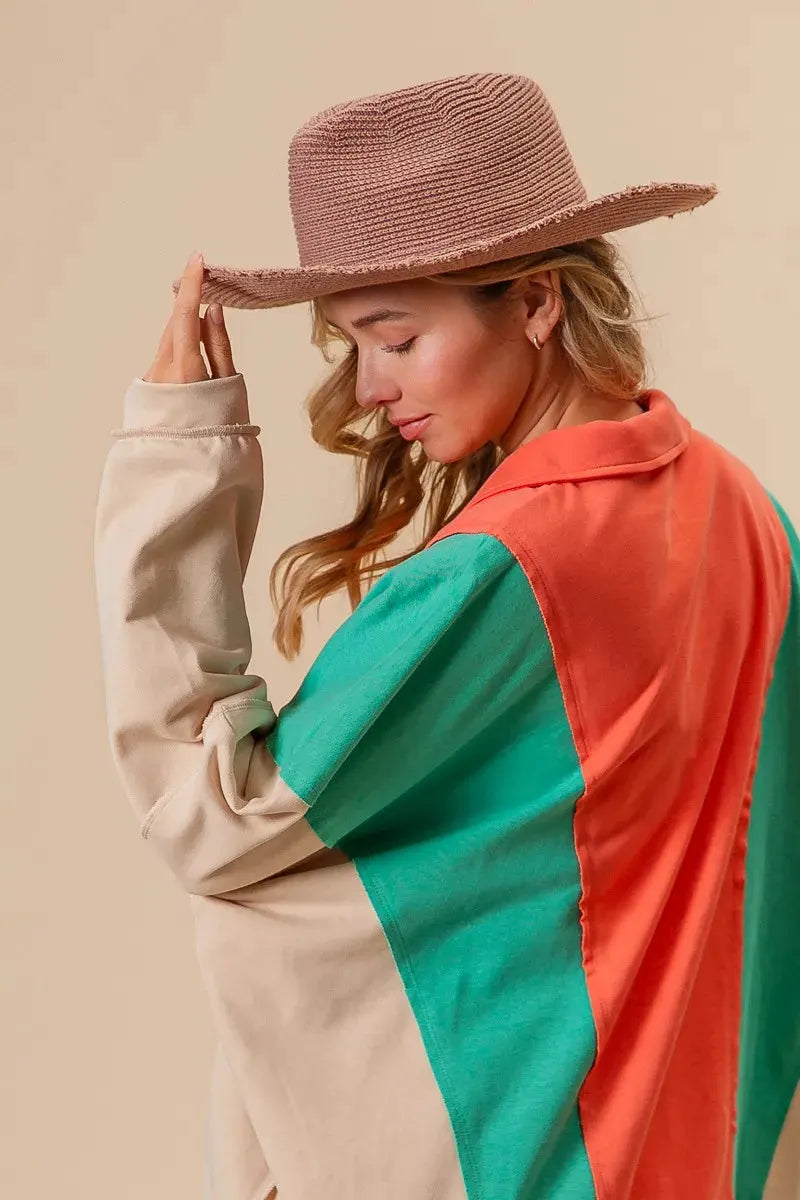BiBi Colorblock Exposed Seam French Terry Sweatshirt by BiBi