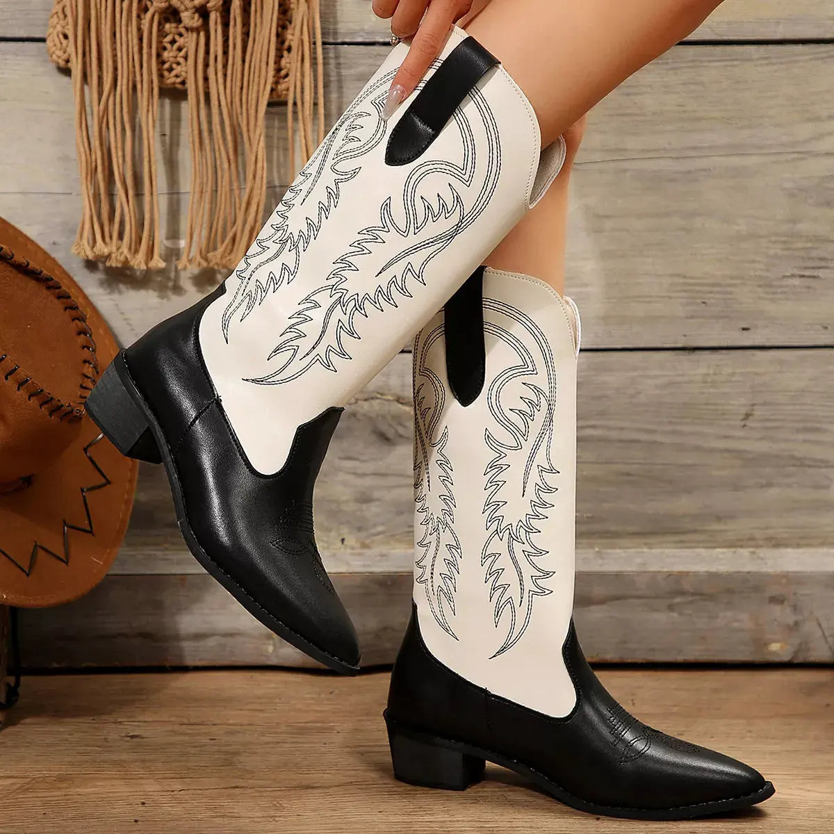Point Toe Block Heels Boots by Partner Label