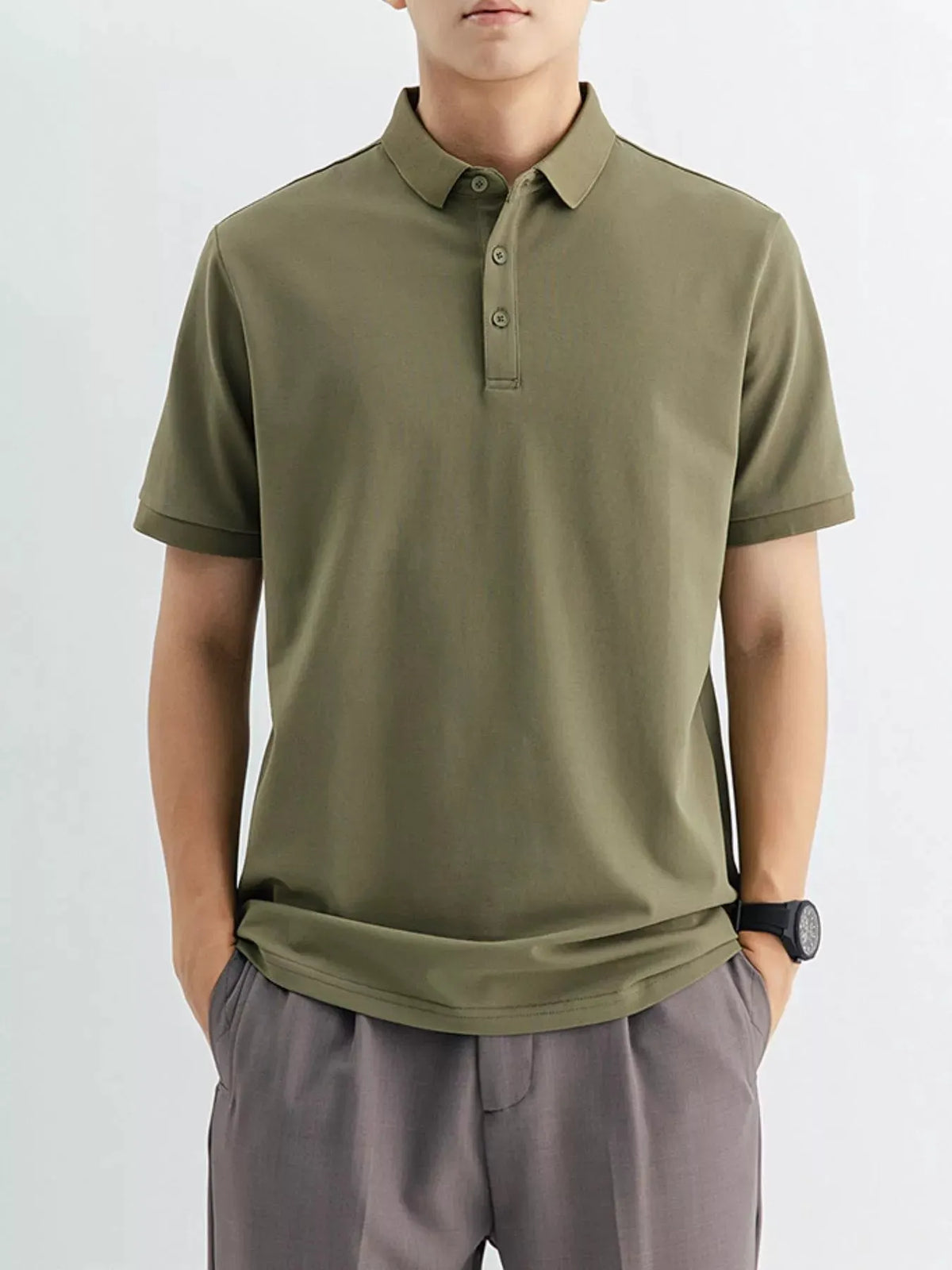 Men's Plus Size Classic Fit Short Sleeve Polo by Trendsi