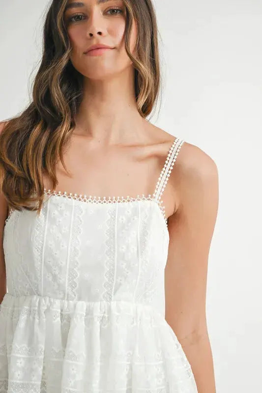 MABLE Eyelet Lace Babydoll Mini Cami Dress by MABLE