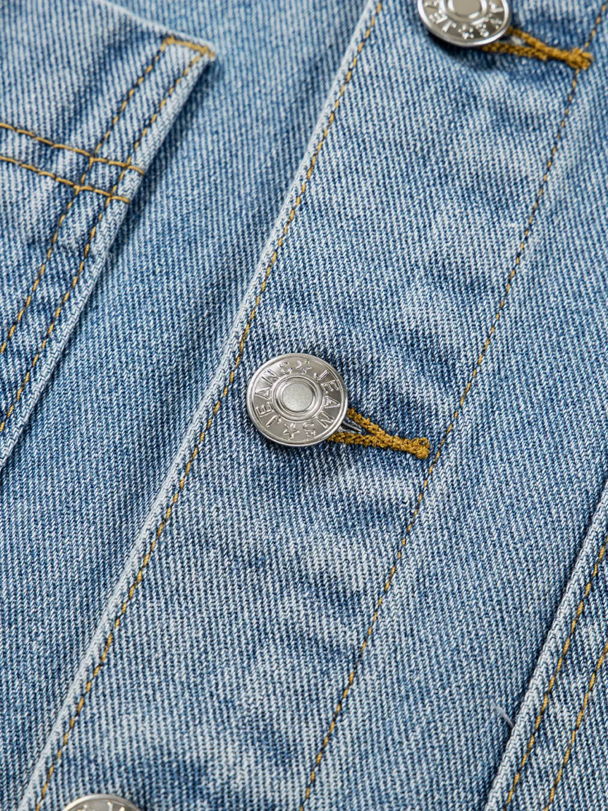 Patched Pockets Side Tie Denim Jacket by Partner Label