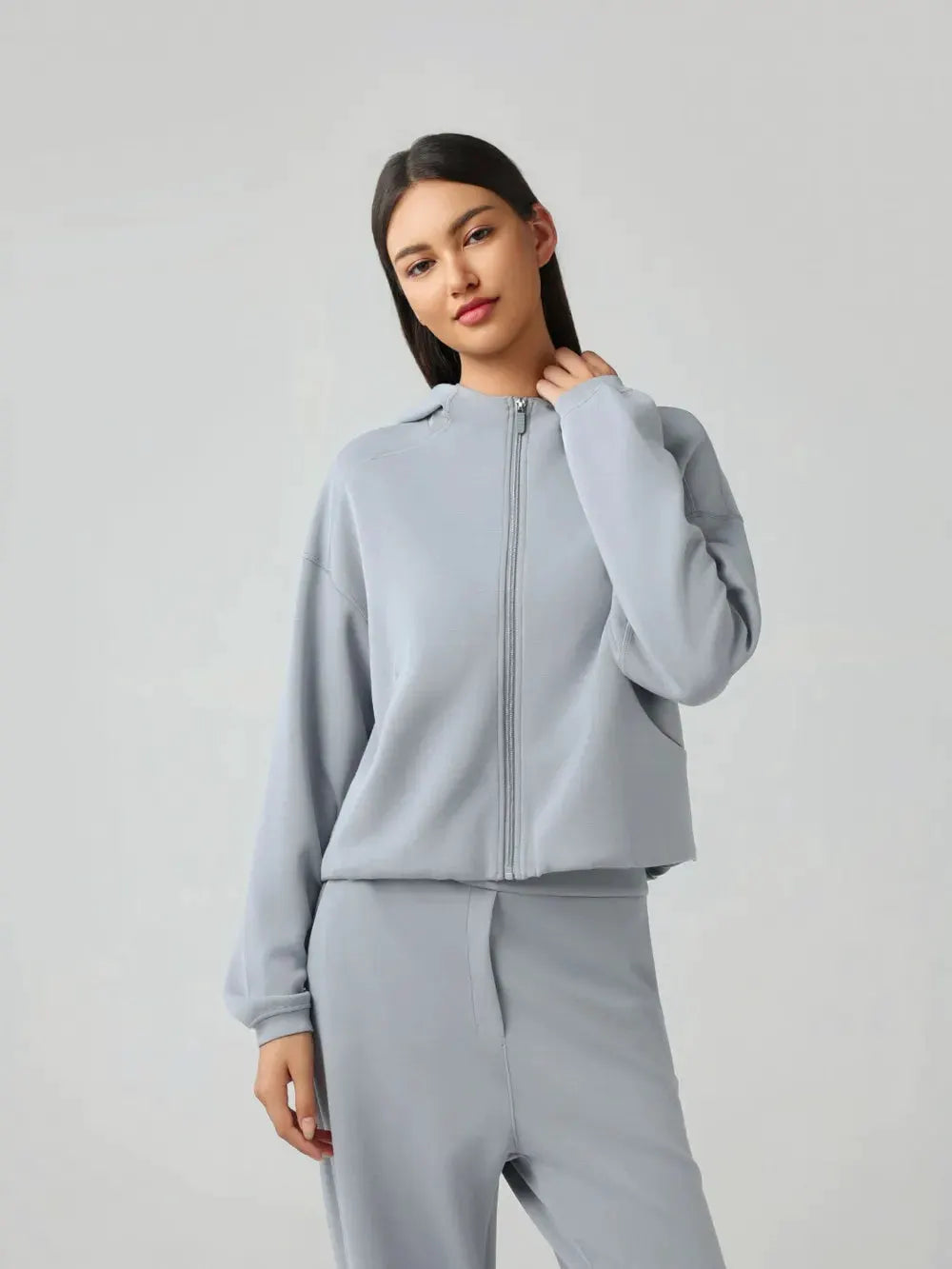 Millennia Zip Up Dropped Shouder Active Hooded by Millennia