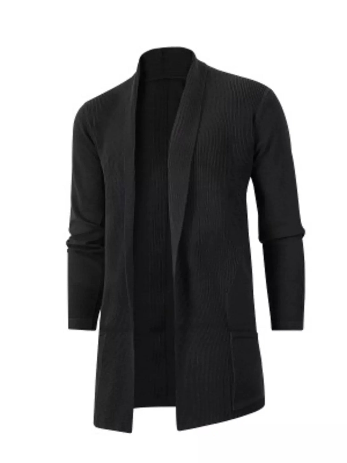 Men's Plus Size Heathered Open Front Longline Knit Cardigan with Pockets by Trendsi