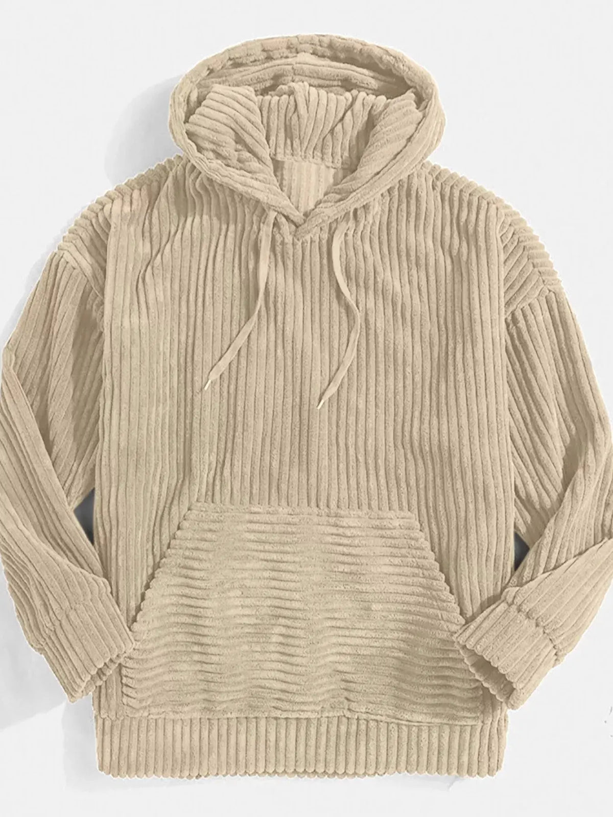 Men's Full Size Casual Corduroy Hoodie Plus Size by Trendsi
