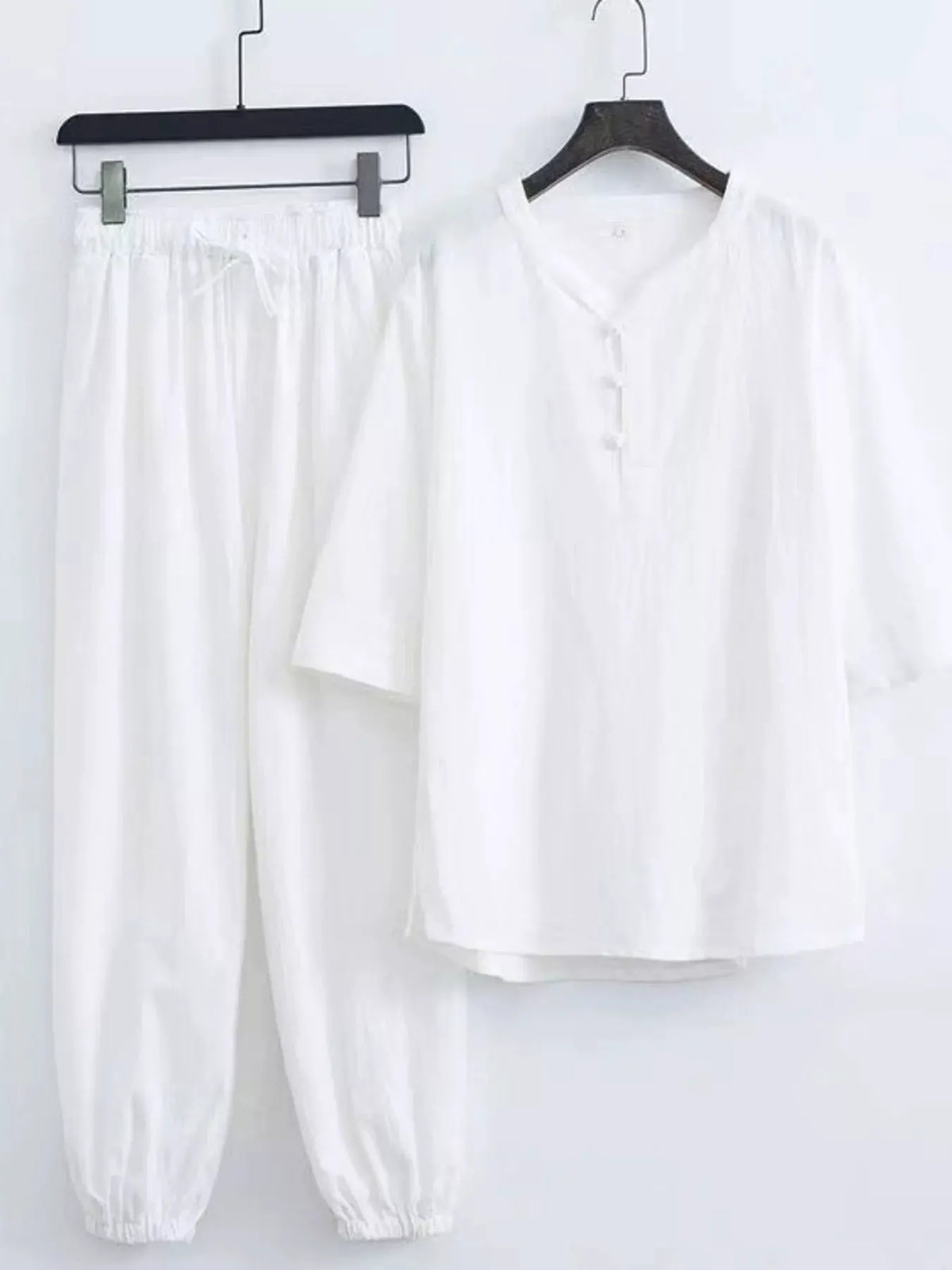 Men's Plus Size Chinese Style Top and Pants Set by Partner Label