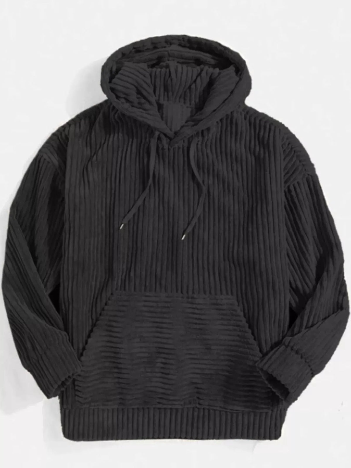 Men's Full Size Casual Corduroy Hoodie Plus Size by Trendsi