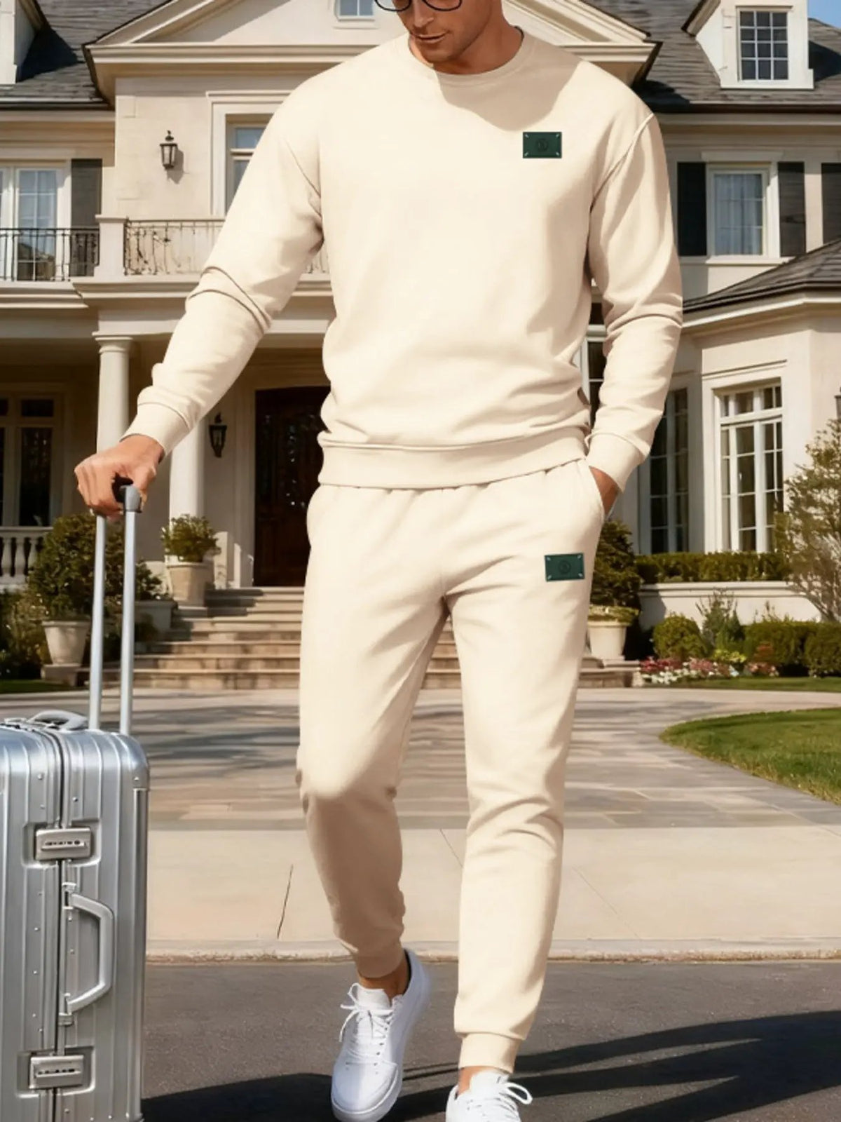 Men's Full Size Round Neck Sweatshirt and Jogger Set Plus Size by Trendsi