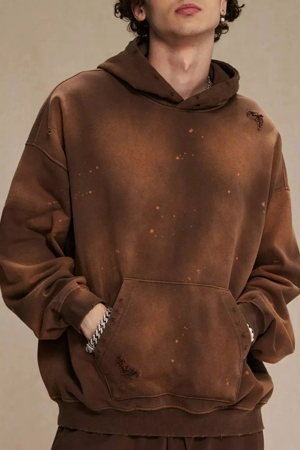 Men's Plus Size Drawstring Kangaroo Pocket Hoodie by Trendsi