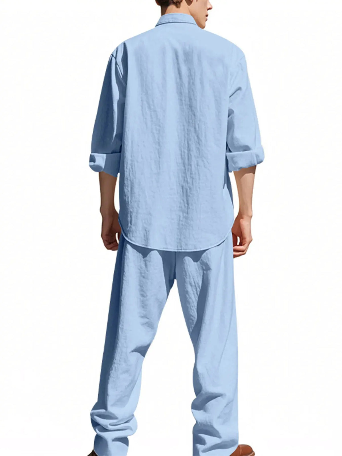 Men's Full Size Button Up Shirt and Pants Set Plus Size by Trendsi