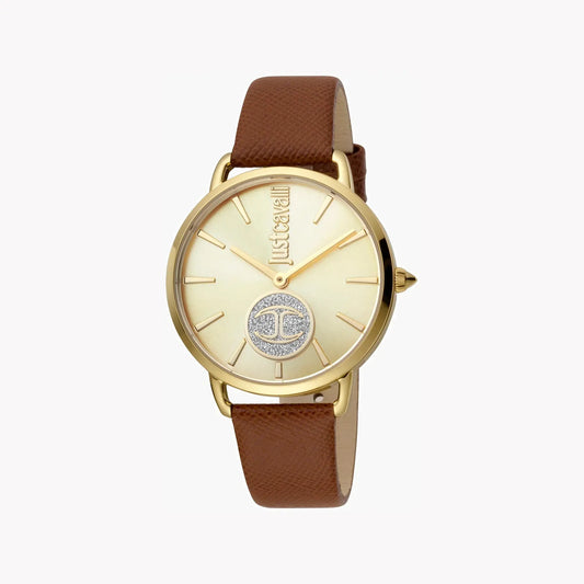 Just Cavalli Women's Brown Leather Watch, Champagne Dial | Jc1l117l0025 by JUST CAVALLI