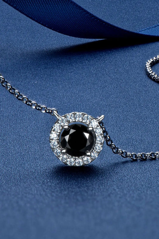 Two-Tone 1 Carat Moissanite Round Pendant Necklace by Partner Label