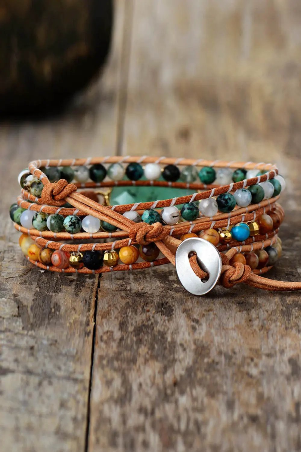 Natural Stone & Agate Layered Bracelet by Partner Label