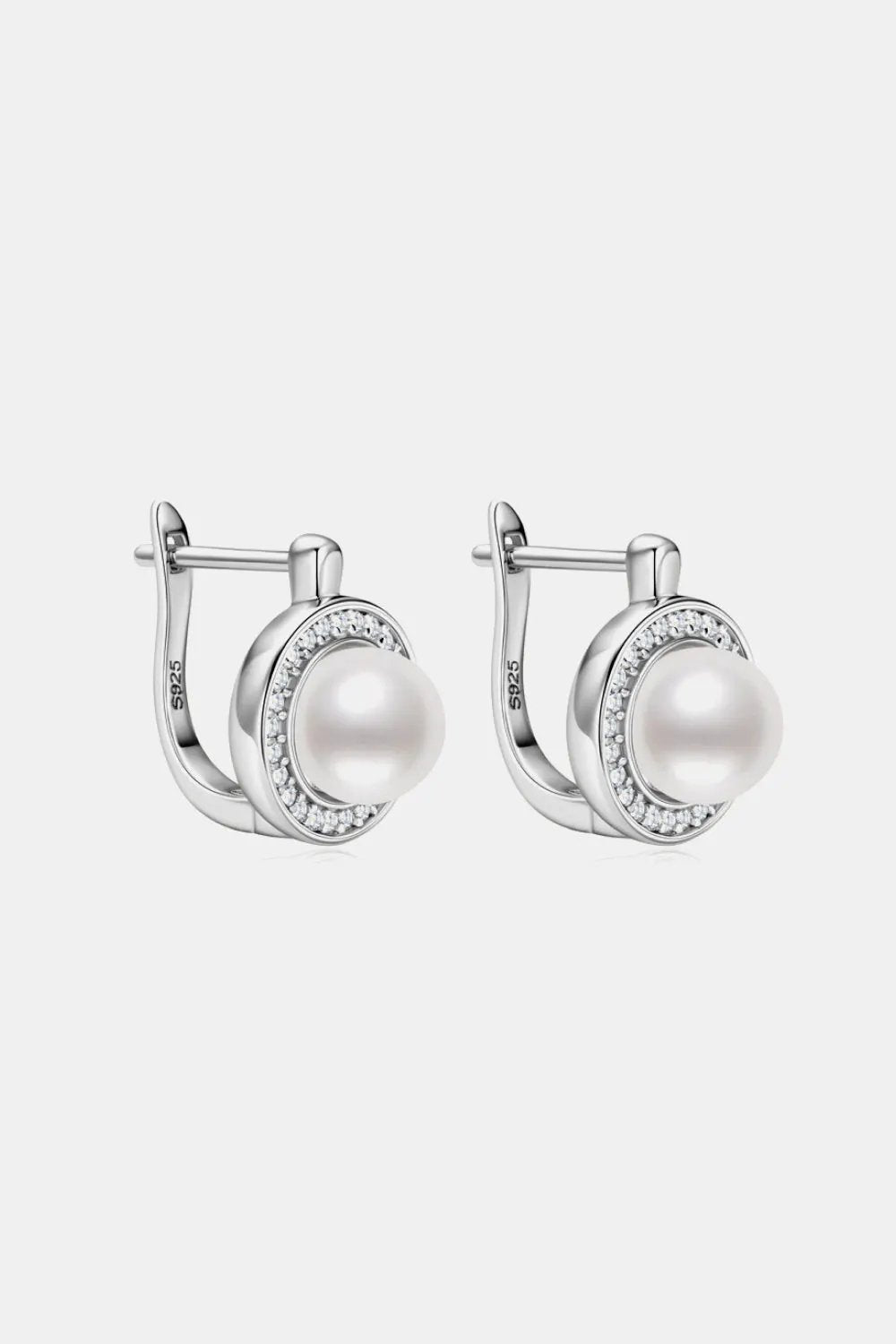 Moissanite Pearl 925 Sterling Silver Earrings by Partner Label