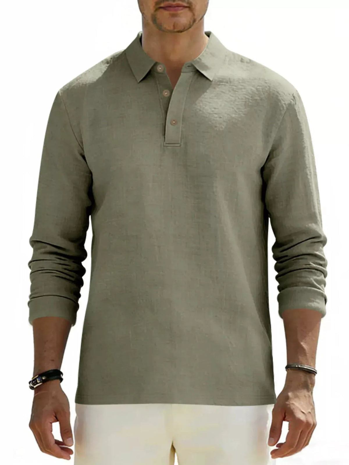 Men's Full Size Classic Long Sleeve Polo Plus Size by Trendsi
