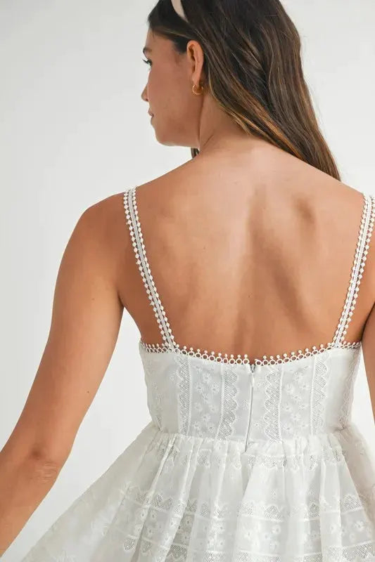 MABLE Eyelet Lace Babydoll Mini Cami Dress by MABLE